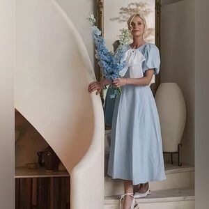 Antonio Melani x Jennifer Sumko Kathleen Tie Neck Puff Sleeve Dress Size…